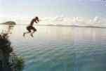 jumping into Lake Taupo aaahh!      