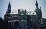 Aachen back of Rathaus in the snow  