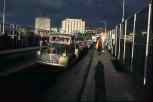 great shot of low sun on grafton bridge oldtimer yellow coat Aug87   