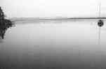 BW lake with boat        