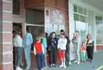 lining up for the good bread in Devonport Stone oven bakery Auckland 