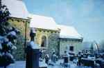 great photo of the church and graveyard in Holset in the snow        