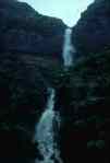 Kd21 Feb87 waterfalls on the NZ Westland west coast during heavy rain           