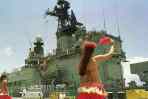 hula dancer hawaii greeting war ships Pearl Harbour, Oahu, Hawaii    